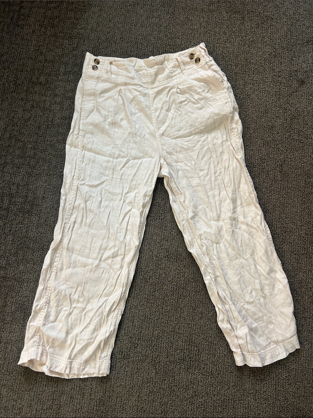Women’s White Casual Linen-Blend Pants